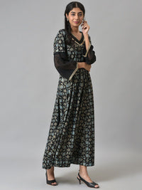 AURELIA Black Floral Printed Liva Maxi Dress