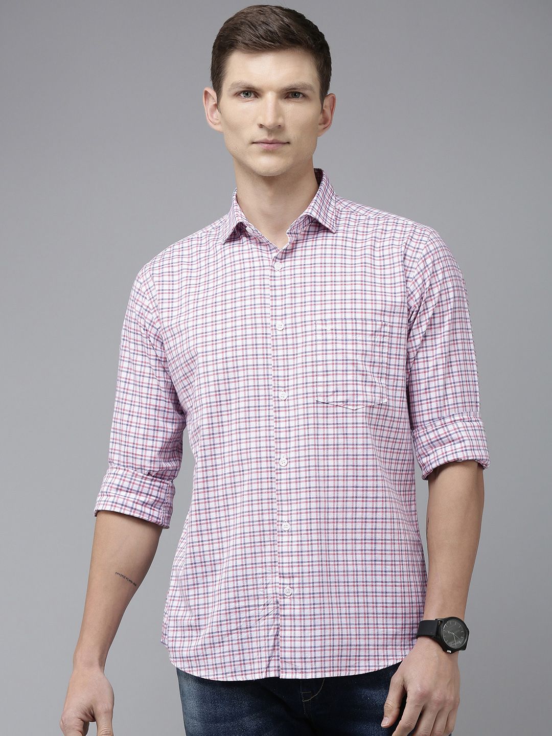 Park Avenue Pure Cotton Slim Fit Checked Casual Shirt
