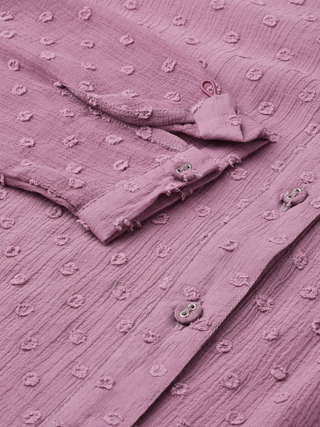 SASSAFRAS Mauve Dobby Sheer Boxy Shirt