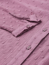 SASSAFRAS Mauve Dobby Sheer Boxy Shirt