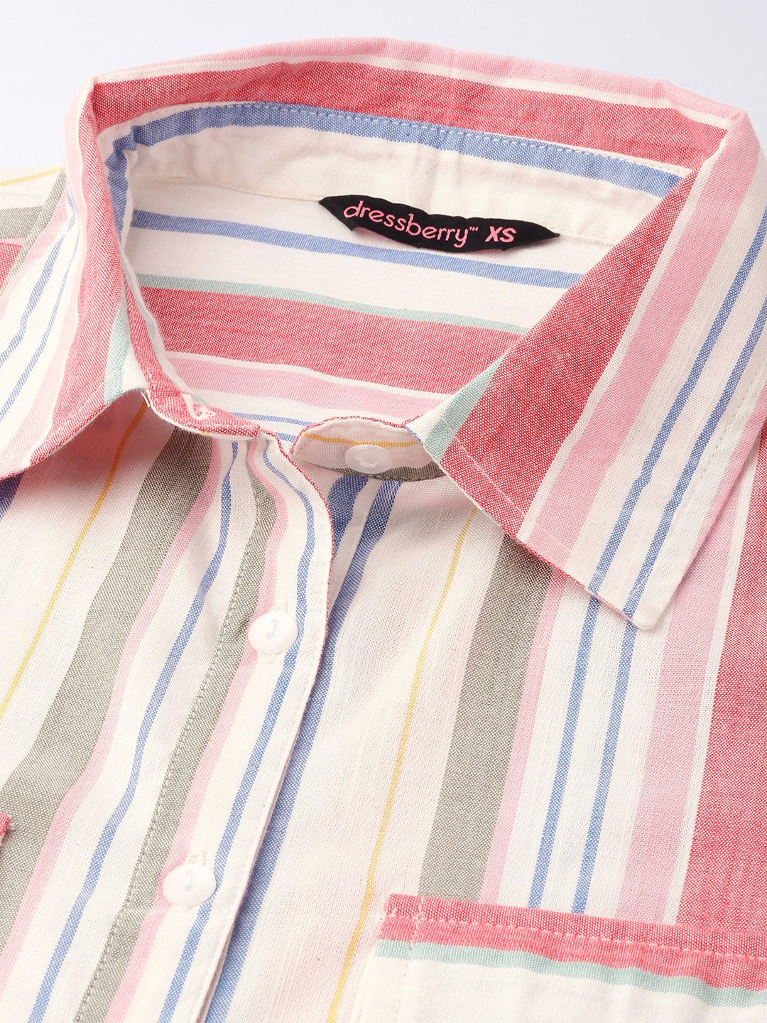 DressBerry Never Be Limited Striped Shirt Style Crop Top