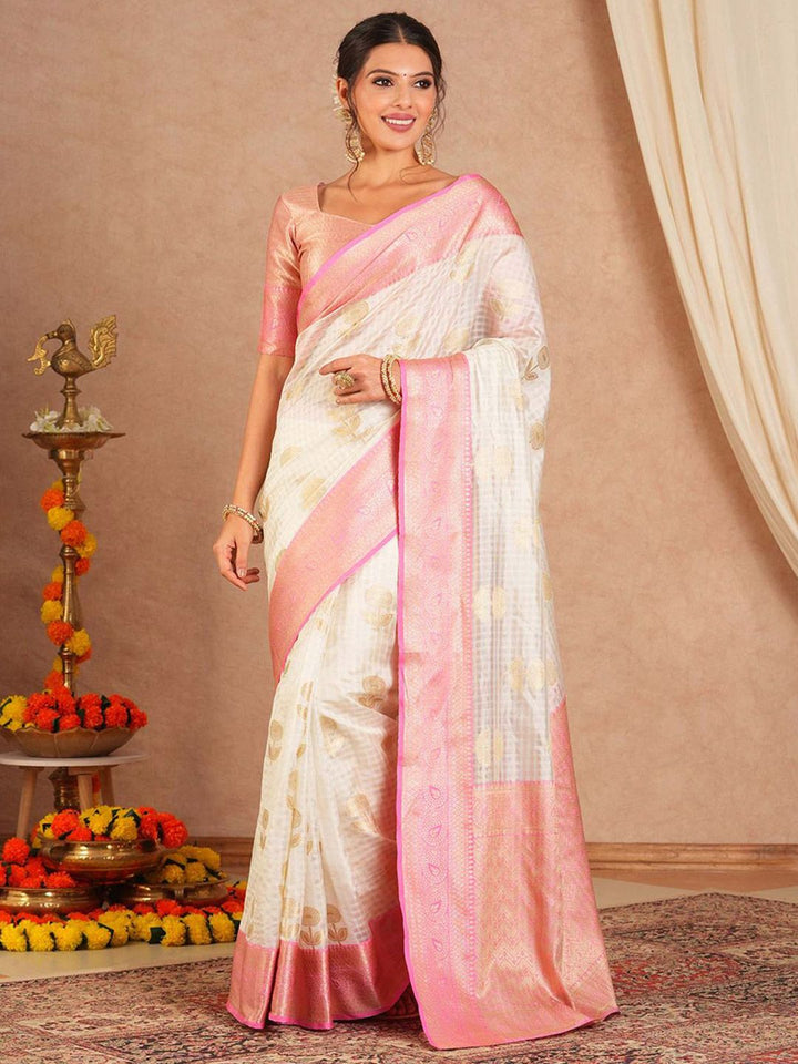 Saree mall Ethnic Motifs Zari Sungudi Sarees