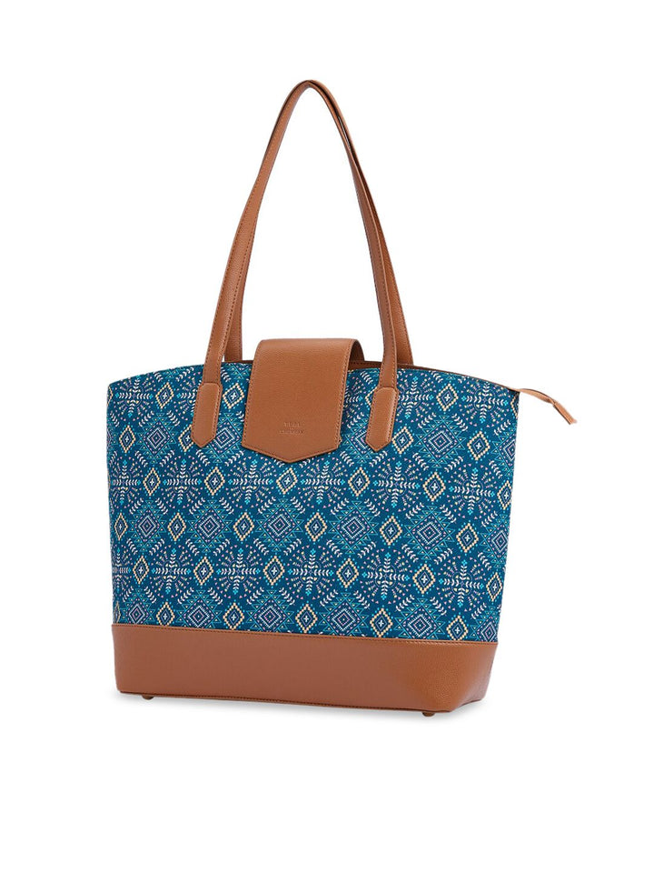 TEAL BY CHUMBAK Ethnic Motifs Printed Oversized Structured Tote Bag