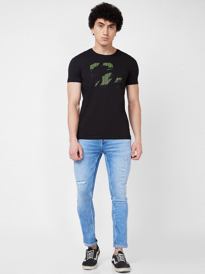 SPYKAR Printed Cotton Slim Fit T-shirt