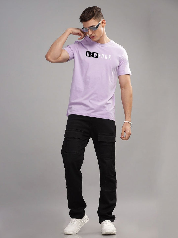 ADRO Men Typography Raw Edge T-shirt