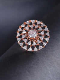 Priyaasi Rose Gold-Plated Advert Pekeliling Cincin Jari Laras Buatan Pekeliling