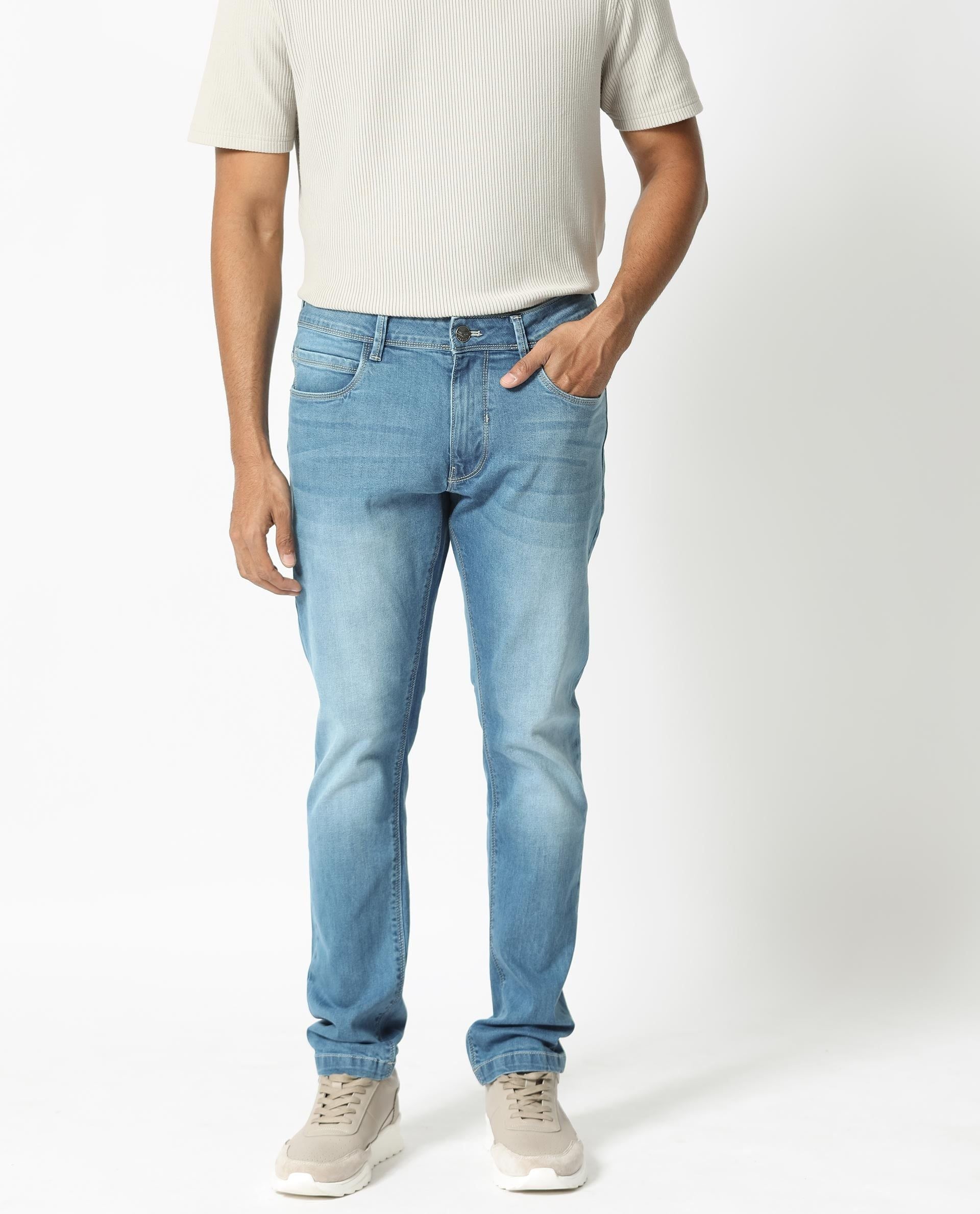 RARE RABBIT Men Night Hawk Slim Fit Mid-Rise Stretchable Jeans