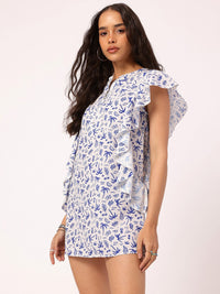 DressBerry Cute Classic Printed Ruffled Mini Shift Dress