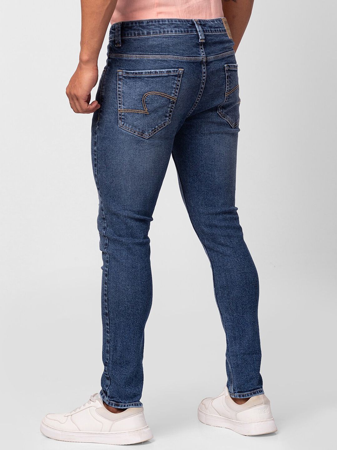 SPYKAR Men Tapered Fit Low Distress Light Fade Stretchable Jeans