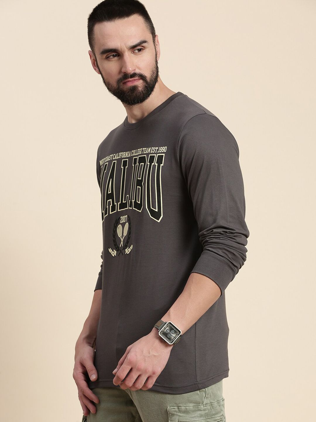 DILLINGER Typography Printed Round Neck Pure Cotton T-shirt