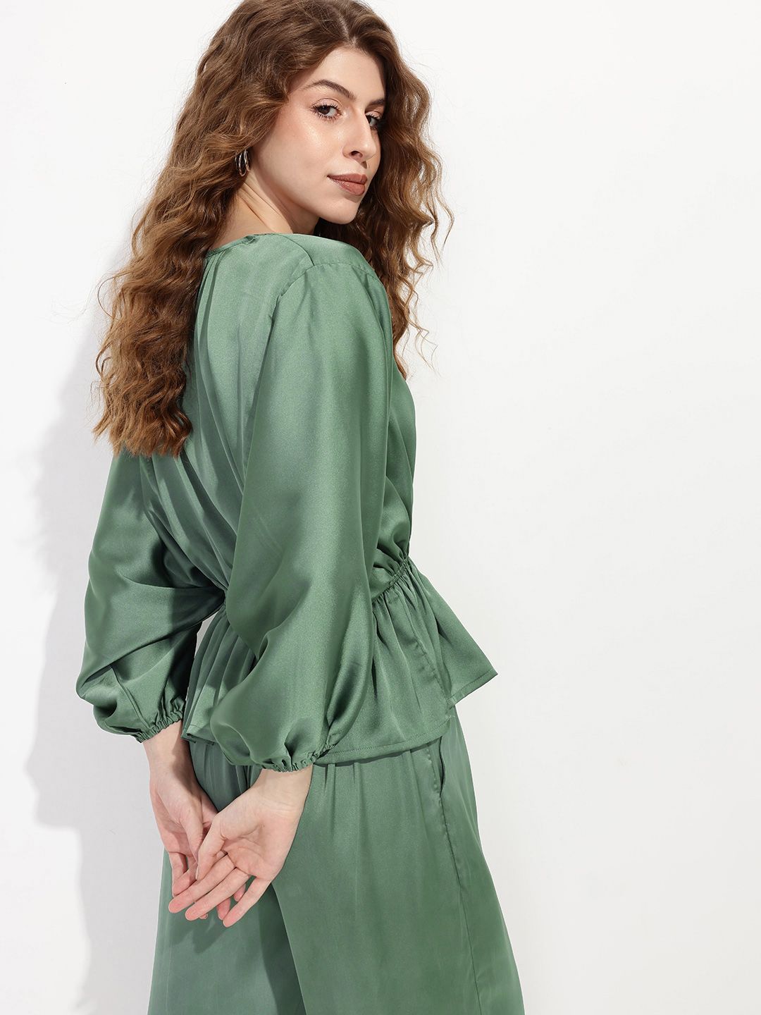 DressBerry Snatched Waist Satin Top