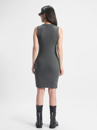 Bewakoof Grey Round Neck Cotton Bodycon Dress