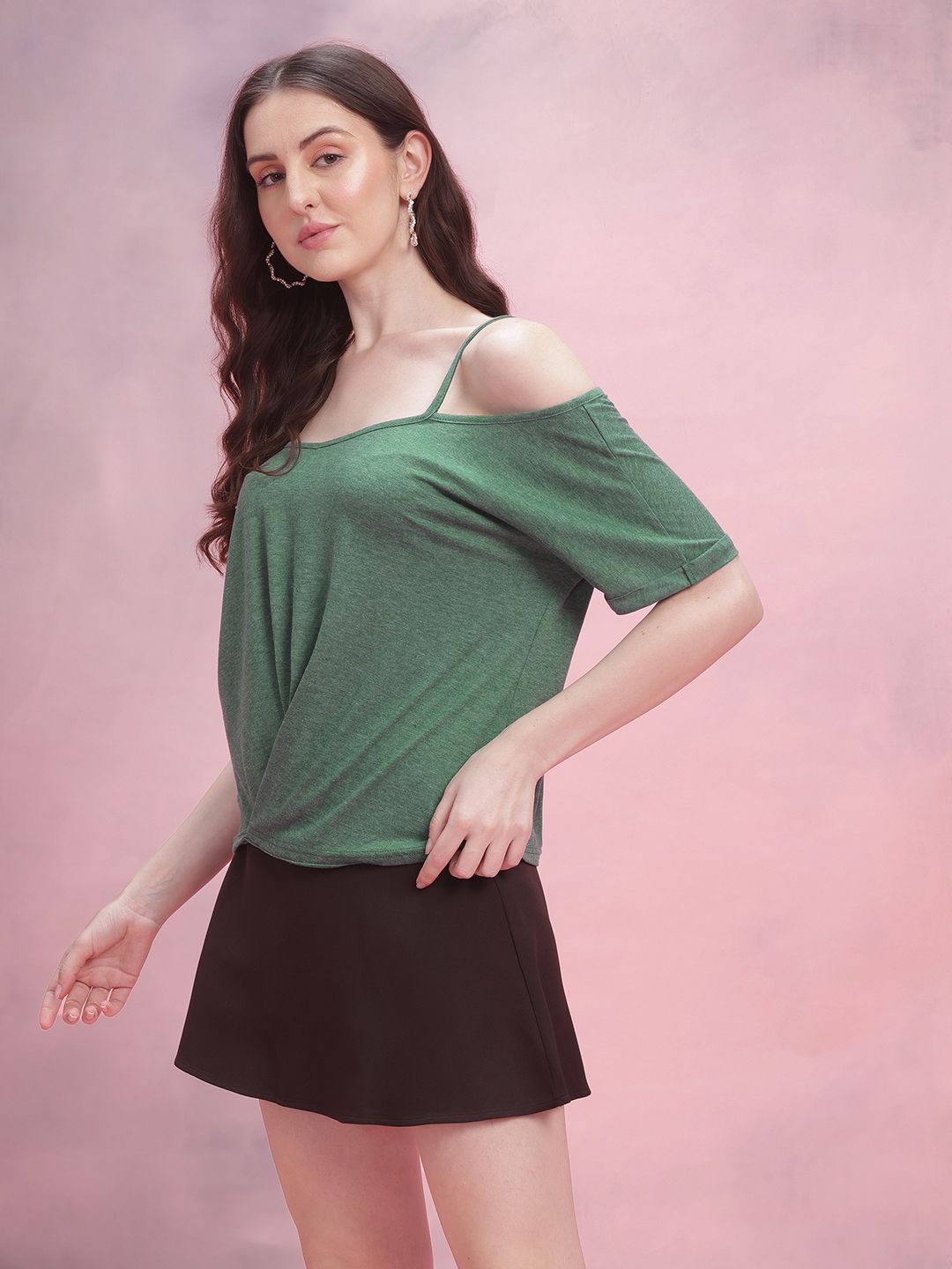 DressBerry Cold-Shoulder Gathered Top