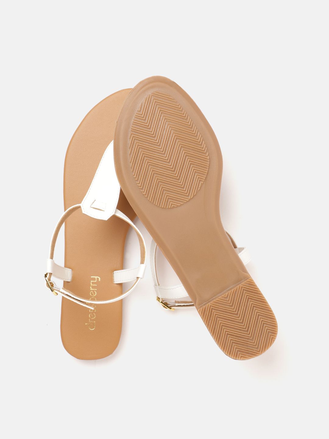 DressBerry Women White T-Strap Flats