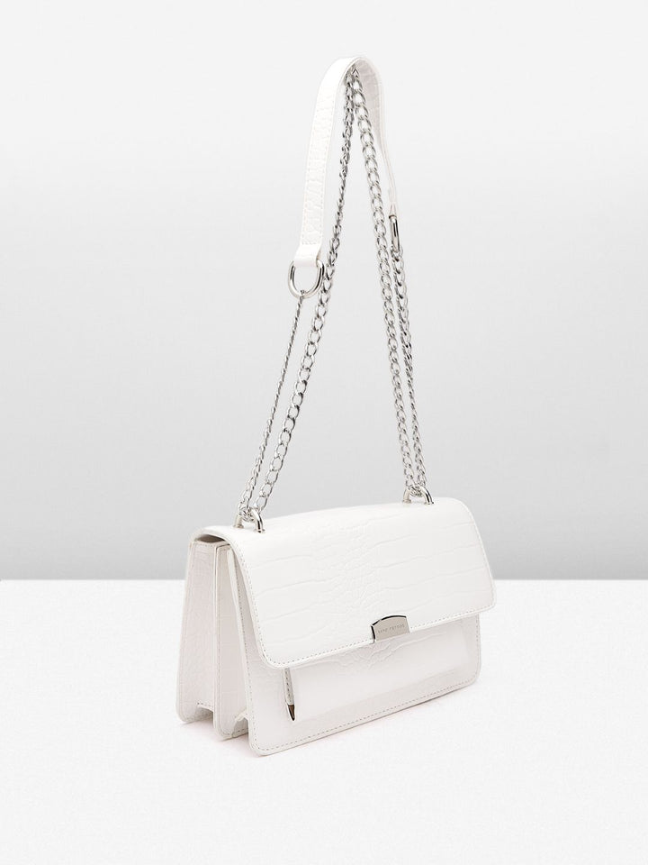 Lino Perros Croc Textured Structured Shoulder Bag