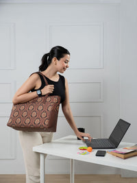 ZOUK Jodhpur Damask Printed Vegan Leather Shoulder Diaper Bag
