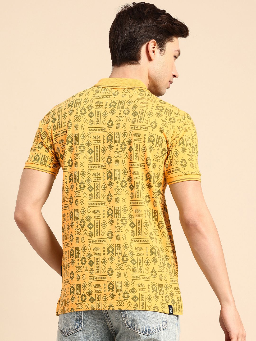 Being Human Geometric Printed Polo Collar Pure Cotton T-shirt