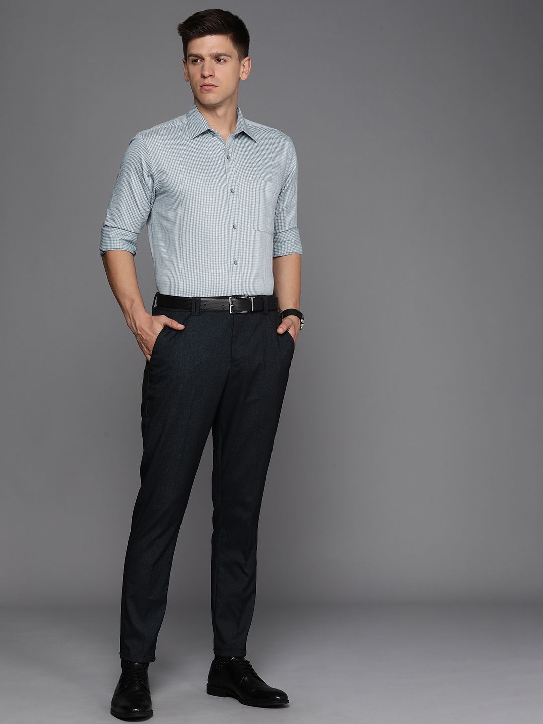 Raymond Pure Cotton Opaque Checked Formal Shirt