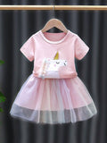 YK Girls Printed T-shirt with Skirt