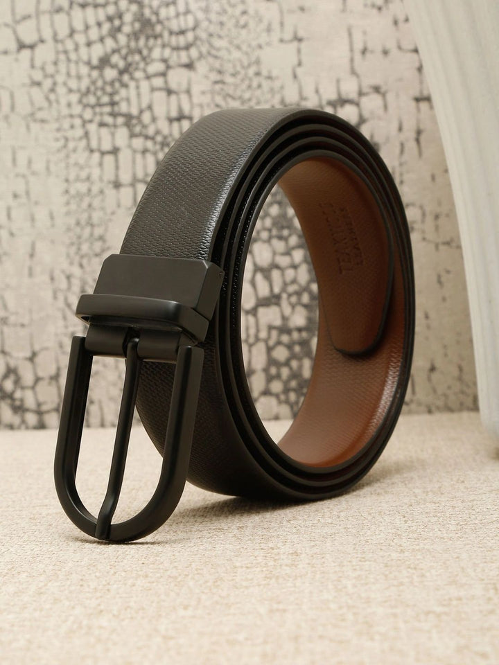 Teakwood Leathers Men Textured Leather Reversible Formal Belt