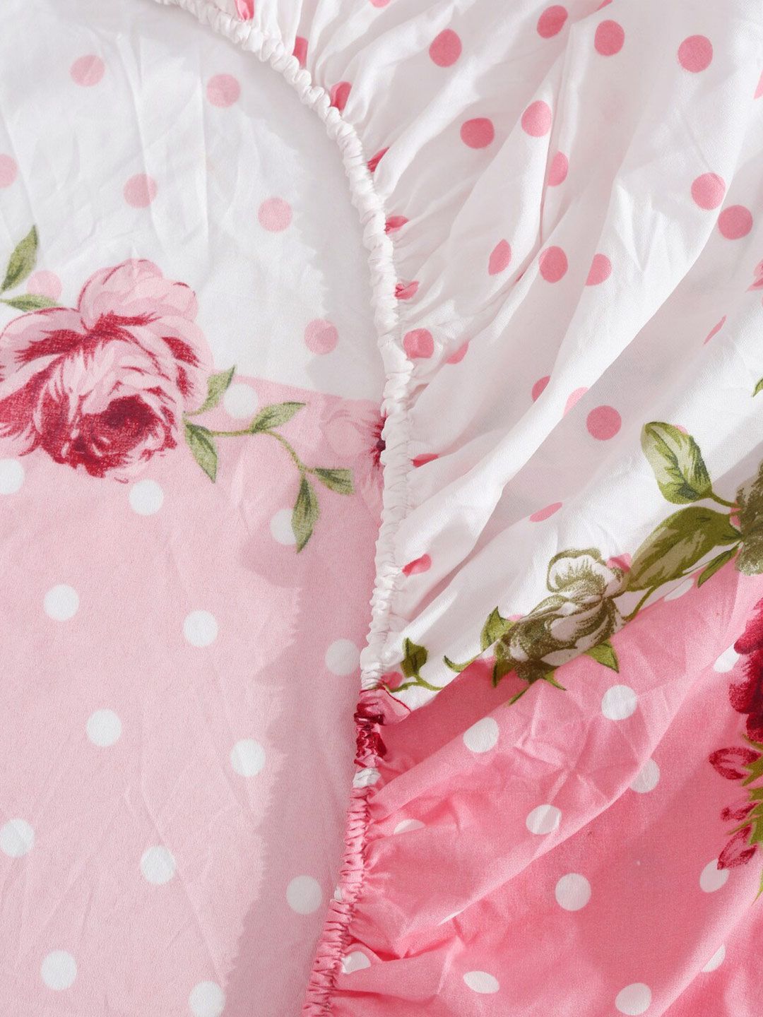 KLOTTHE Floral 300 TC Fitted Double King Bedsheet Set with 2 pillow covers