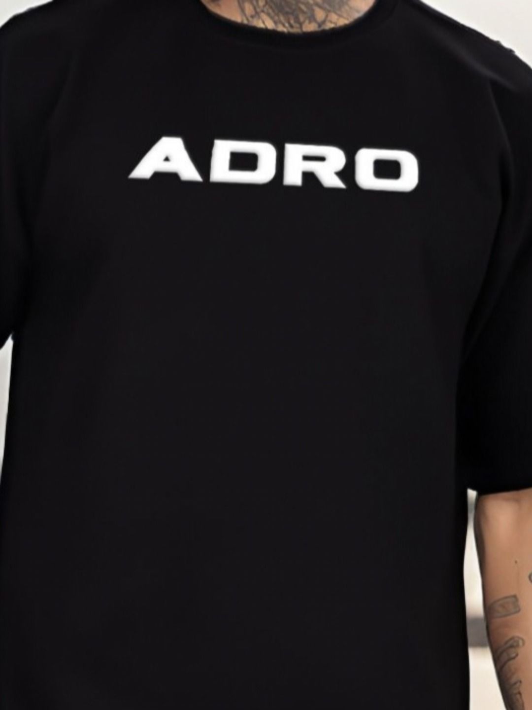 ADRO Graphic Printed Drop-Shoulder Sleeves Cotton Oversized T-shirt