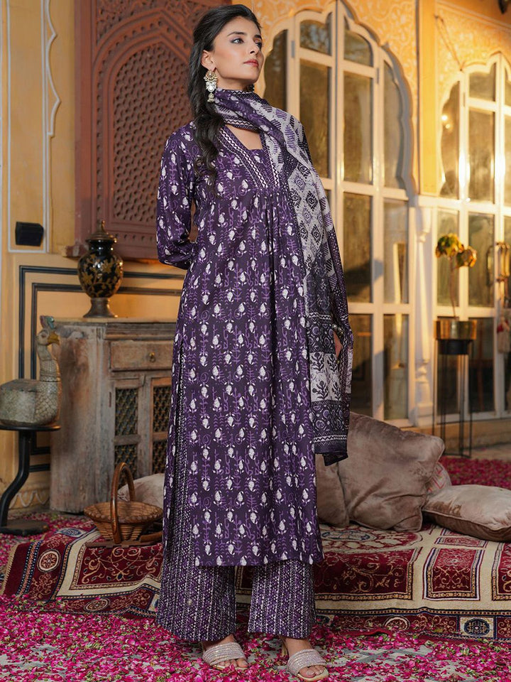 KALINI Women Paisley Printed Regular Kurta with Palazzos & Dupatta
