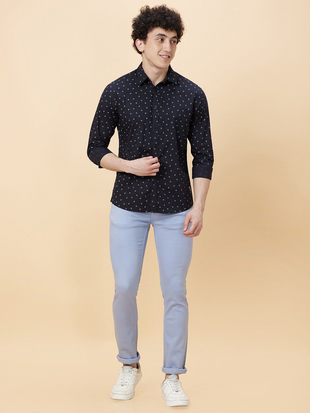 Being Human Slim Fit Opaque Printed Pure Cotton Casual Shirt
