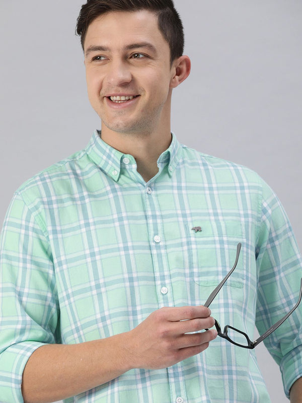 Lelaki Bear House Laut Green & Blue Slim Fit Contoh Kasual