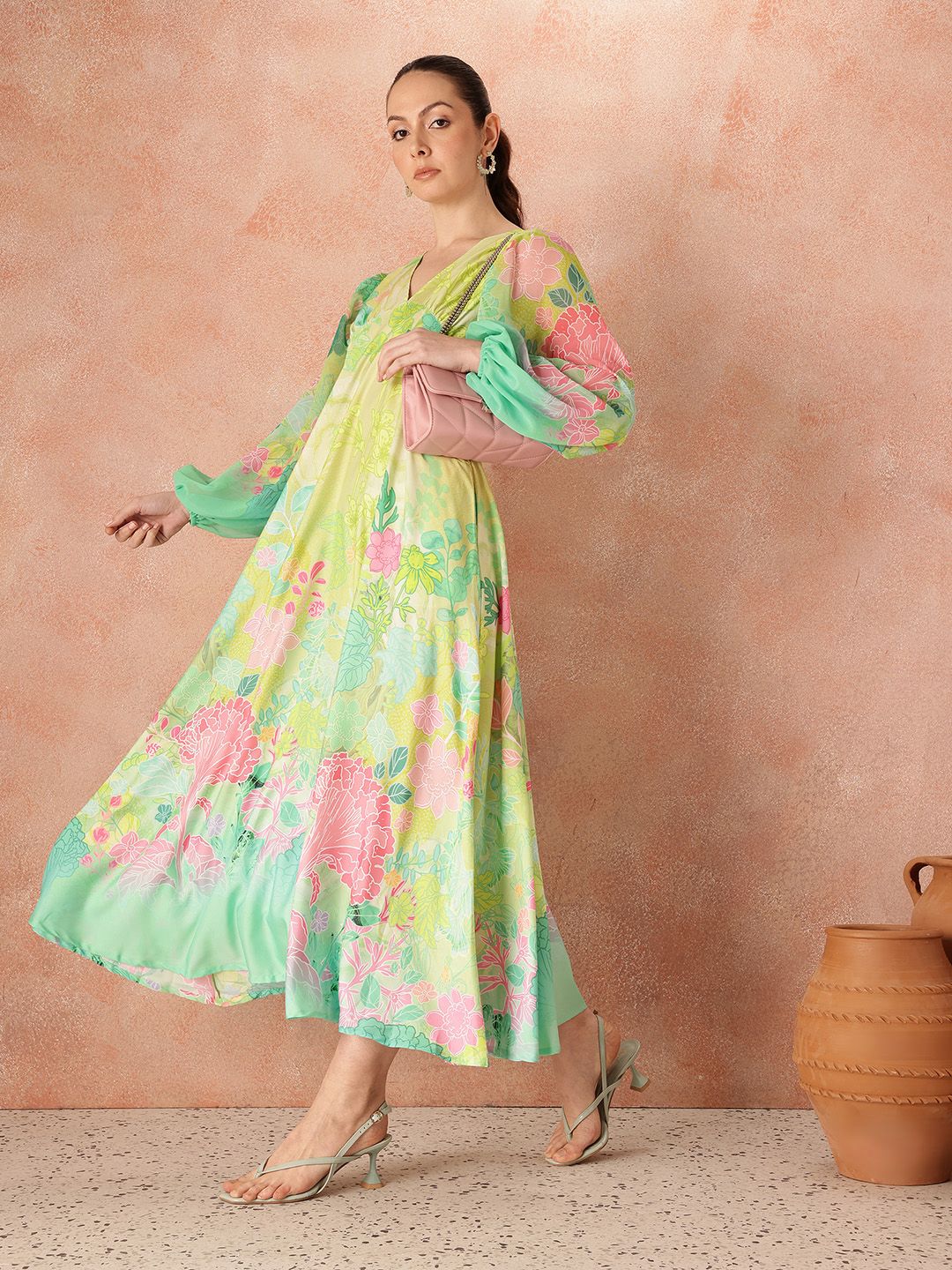 all about you Floral Printed Empire Dress