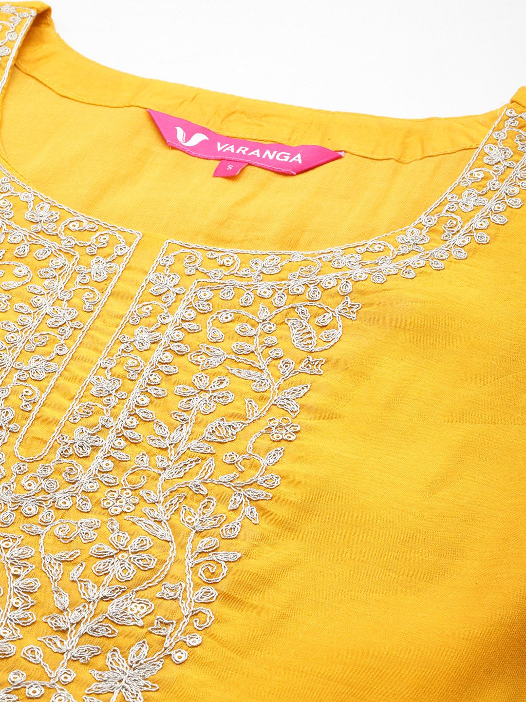 Varanga Women Ethnic Motifs Embroidered Chanderi Silk Kurta with Trousers & With Dupatta