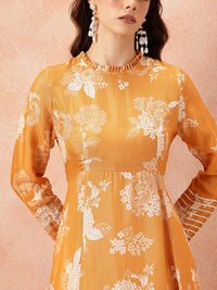 all about you Floral Printed Gotta Patti Detail Maxi Ethnic Fit & Flare Dress