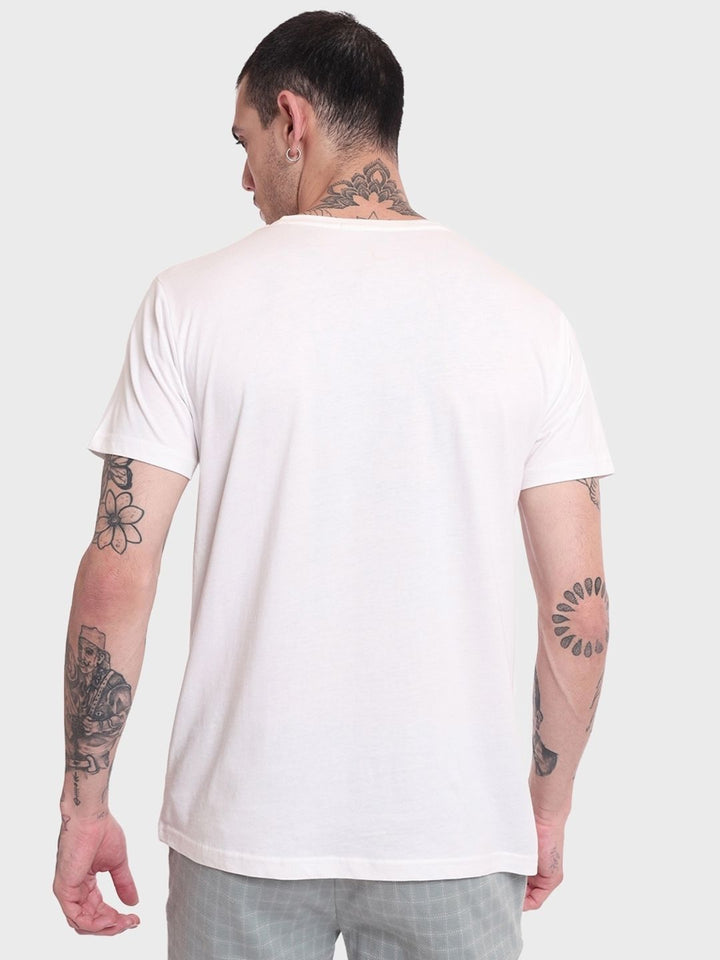 Bewakoof Men White Pure Cotton T-shirt