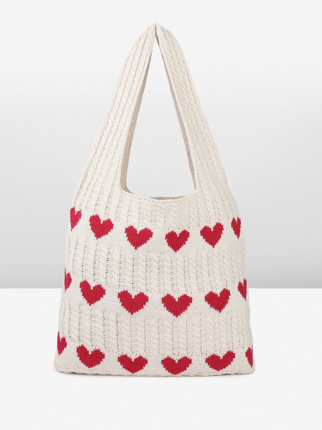 DressBerry Heart Crocheted Shopper Tote Bag