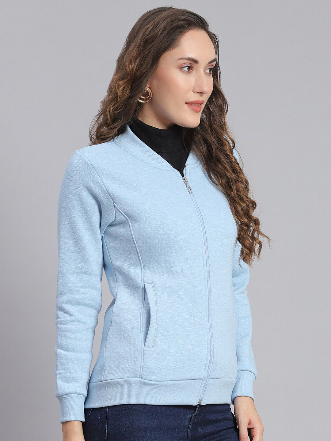 Monte Carlo Henley Neck Long Sleeves Front-Open Sweatshirt