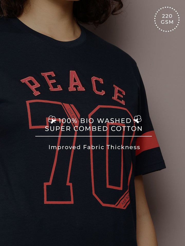 Dillinger Wanita Tshirt Leher Crew Bercetak Besar
