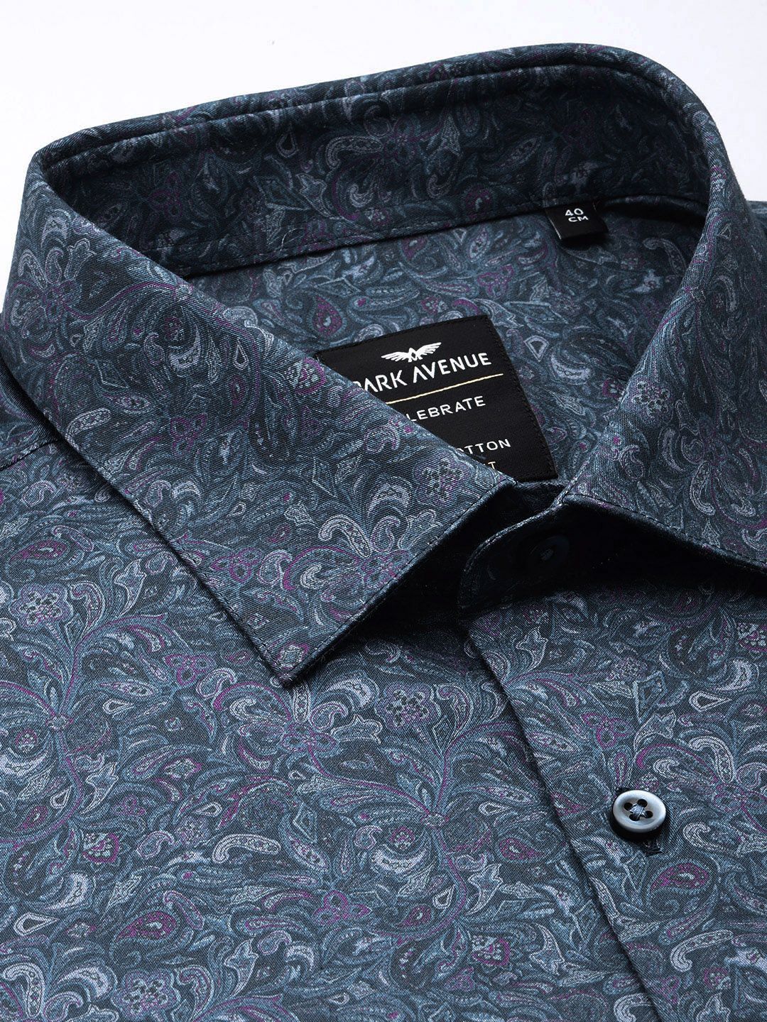 Park Avenue Slim Fit Opaque Ethnic Motifs Printed Pure Cotton Formal Shirt