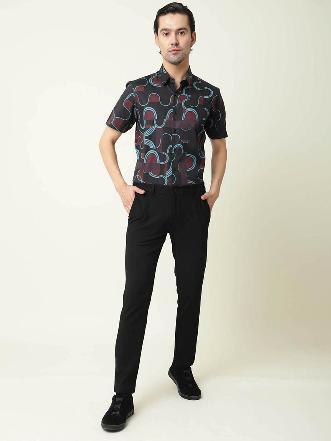 RARE RABBIT Men Printed Slim Fit Casual Shirt