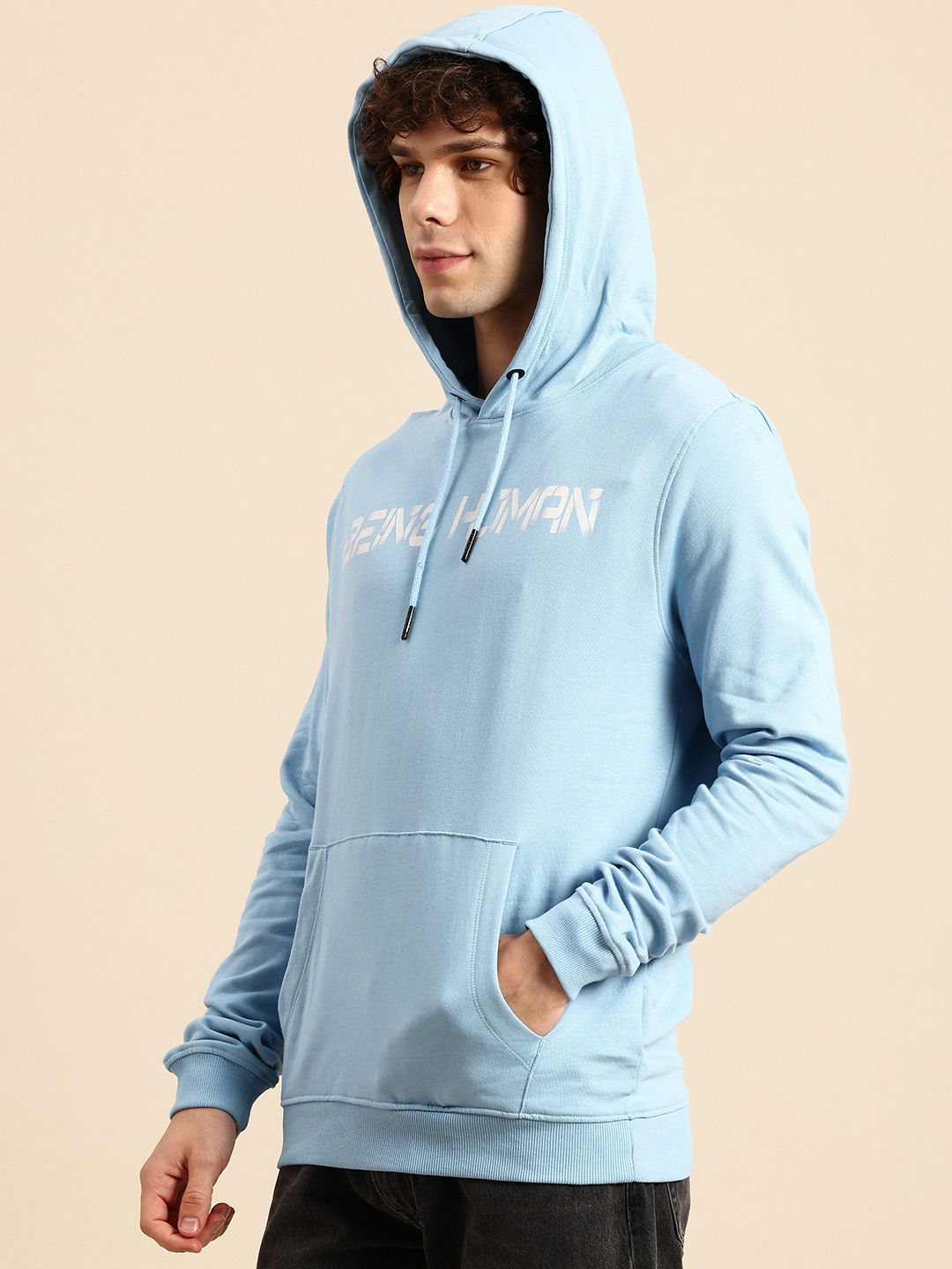 Being Human Pure Cotton Brad Logo Printed Hooded Sweatshirt