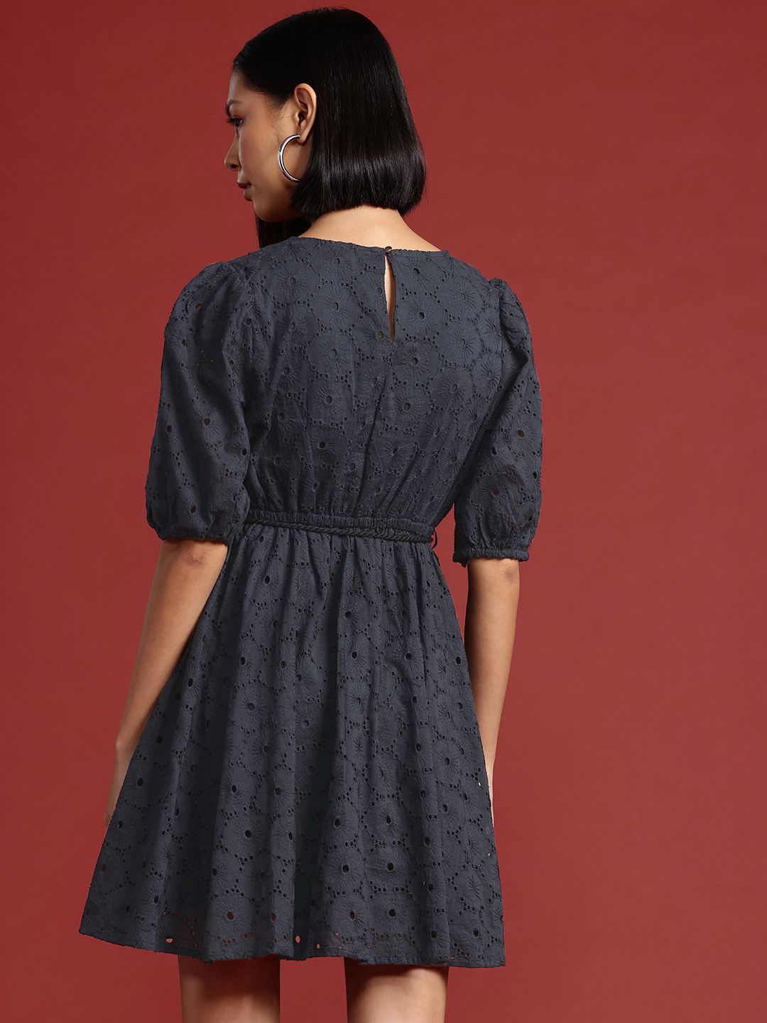 all about you Pure Cotton Schiffli A-Line Dress