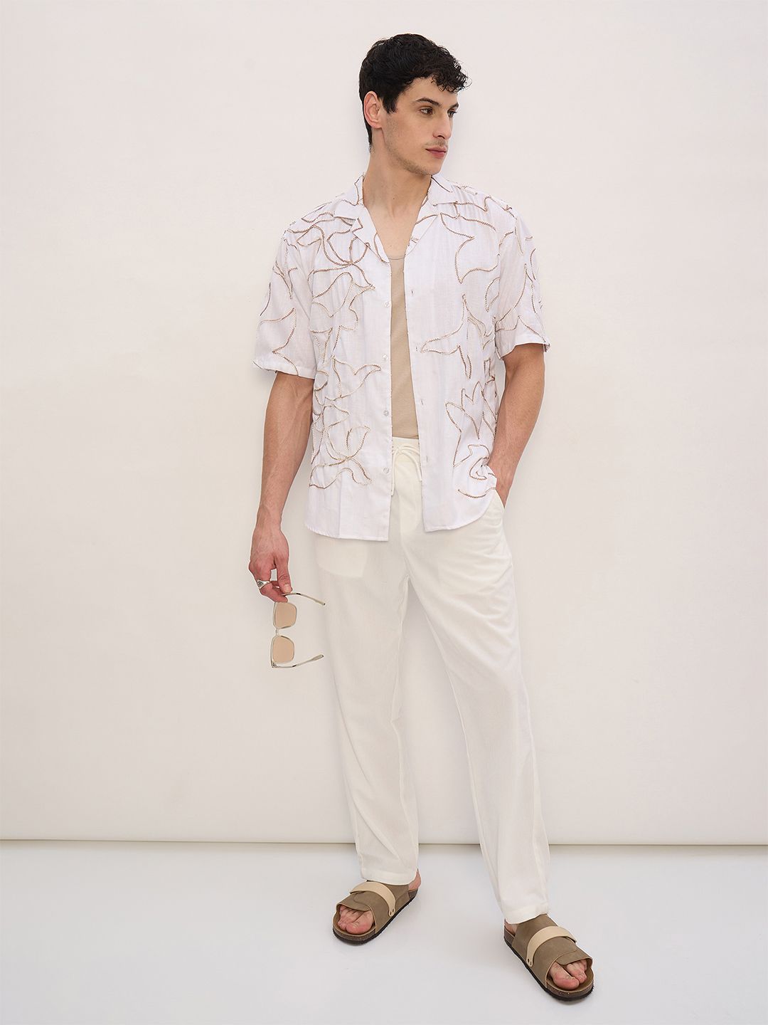 Embroidered Drop-shoulder Shirt