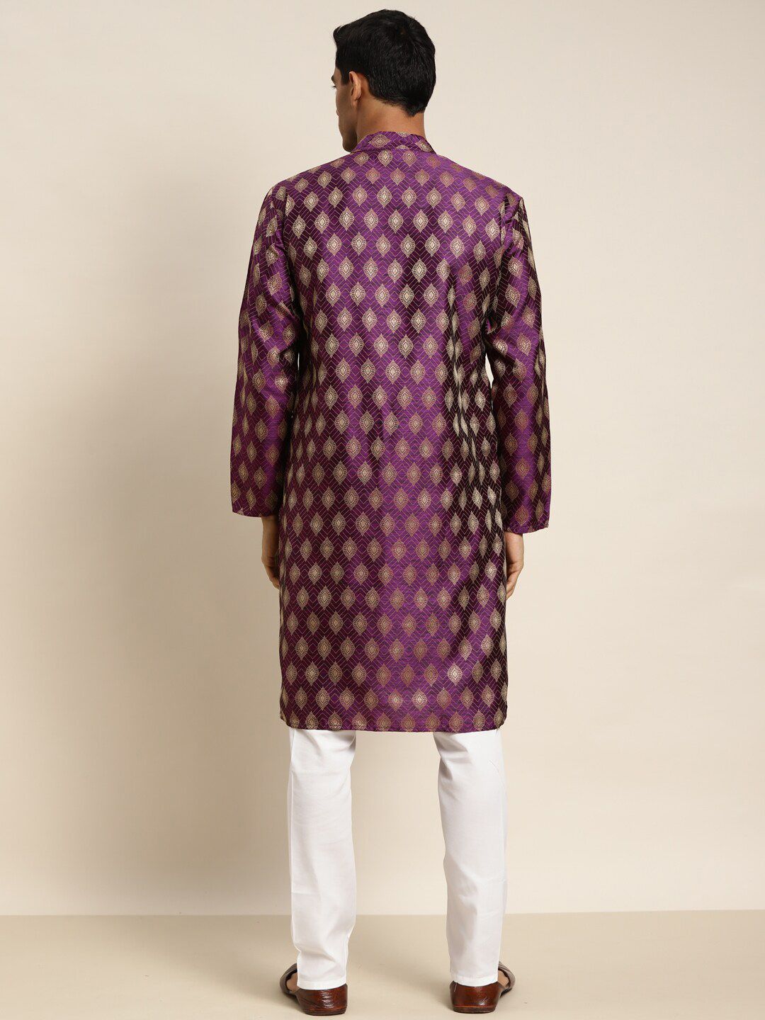 SOJANYA Kurta Tenun Motif Etnik Kolar Mandarin