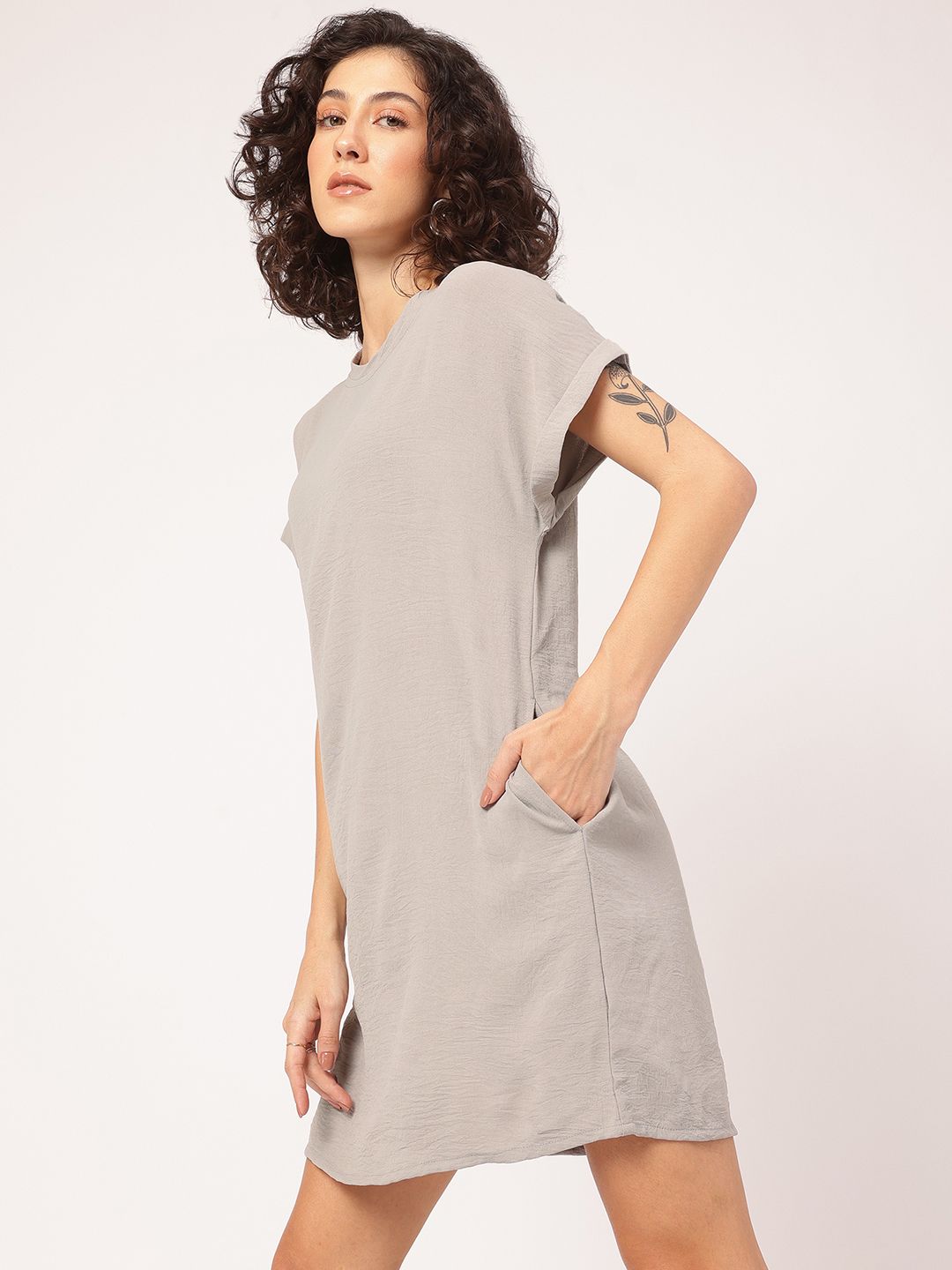 DressBerry Ultimate Grey Muted Melodies T-shirt Dress