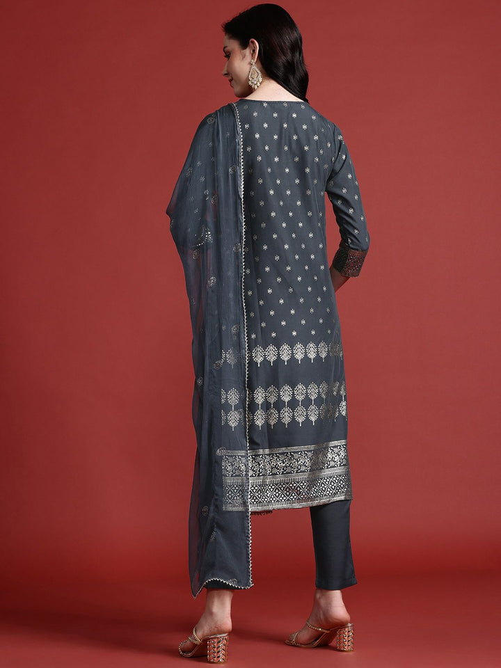 Anouk Printed Gotta Patti Kurta with Trousers & With Dupatta
