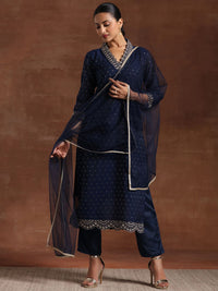 Libas Floral Yoke Design Straight Kurta & Trousers With Dupatta