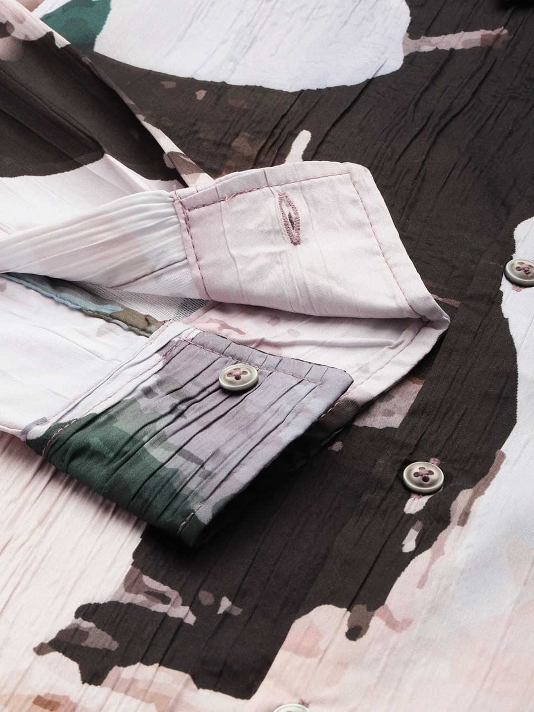 The Indian Garage Co Slim Fit Graphic Printed Crushed Casual Shirt