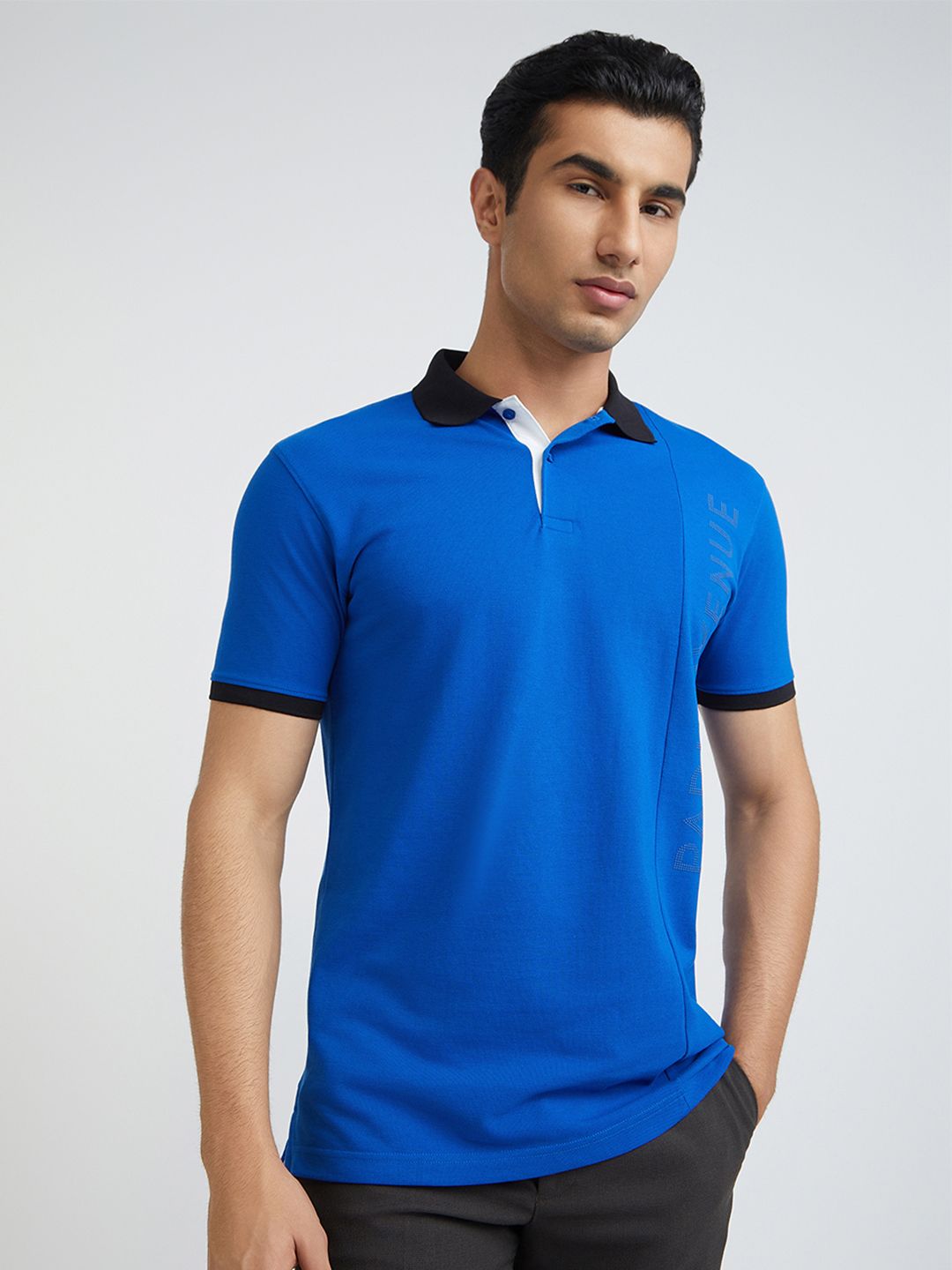 Park Avenue Men Typography Printed Polo Collar Cotton T-shirt