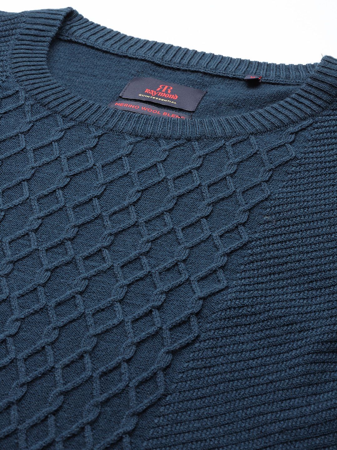 Raymond Men Teal Blue Cable Knit Pullover