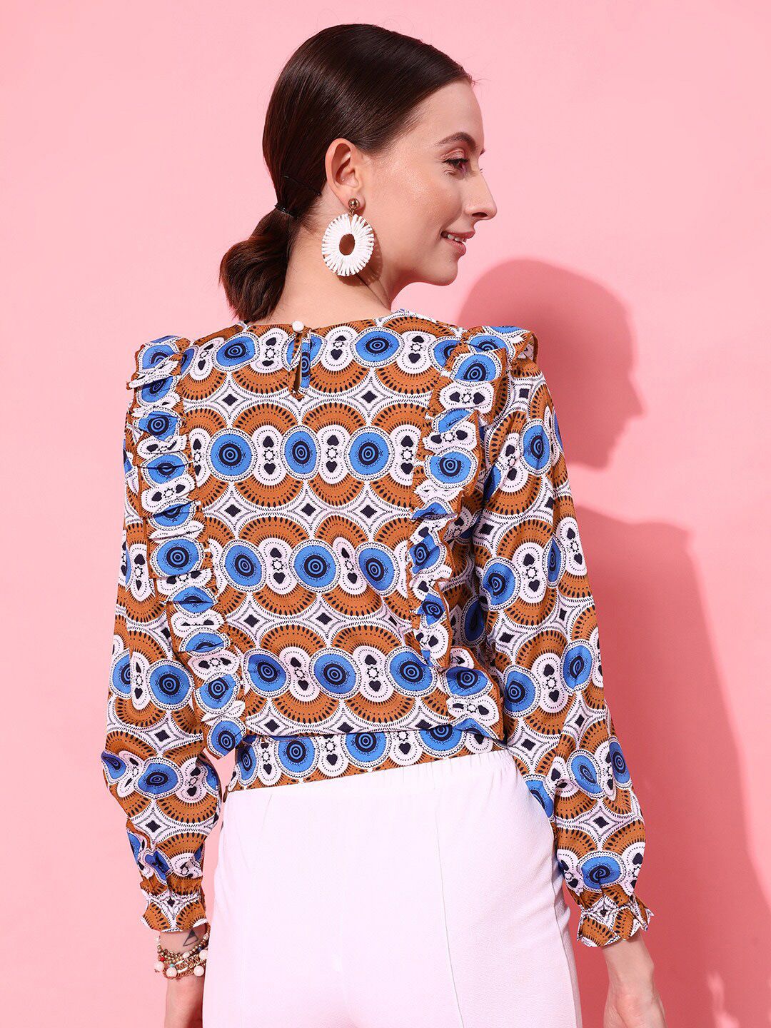 STREET 9 Alluring White Geometric Top