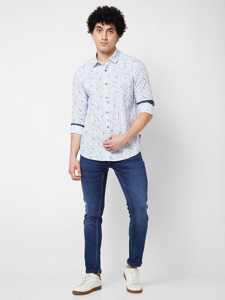 SPYKAR Printed Spread Collar Cotton Casual Shirt